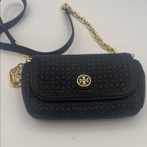 Tory Burch Black and Gold Quilted Crossbody Bag- NWOT